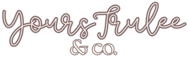 Logo of 'Yours Trulee & Co.' in cursive on a white background